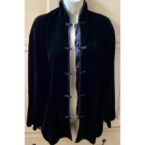 LINDA HARTMAN INTIMATES 100% silk VELVET velour size XL  button down shirt - Picture 3 of 16